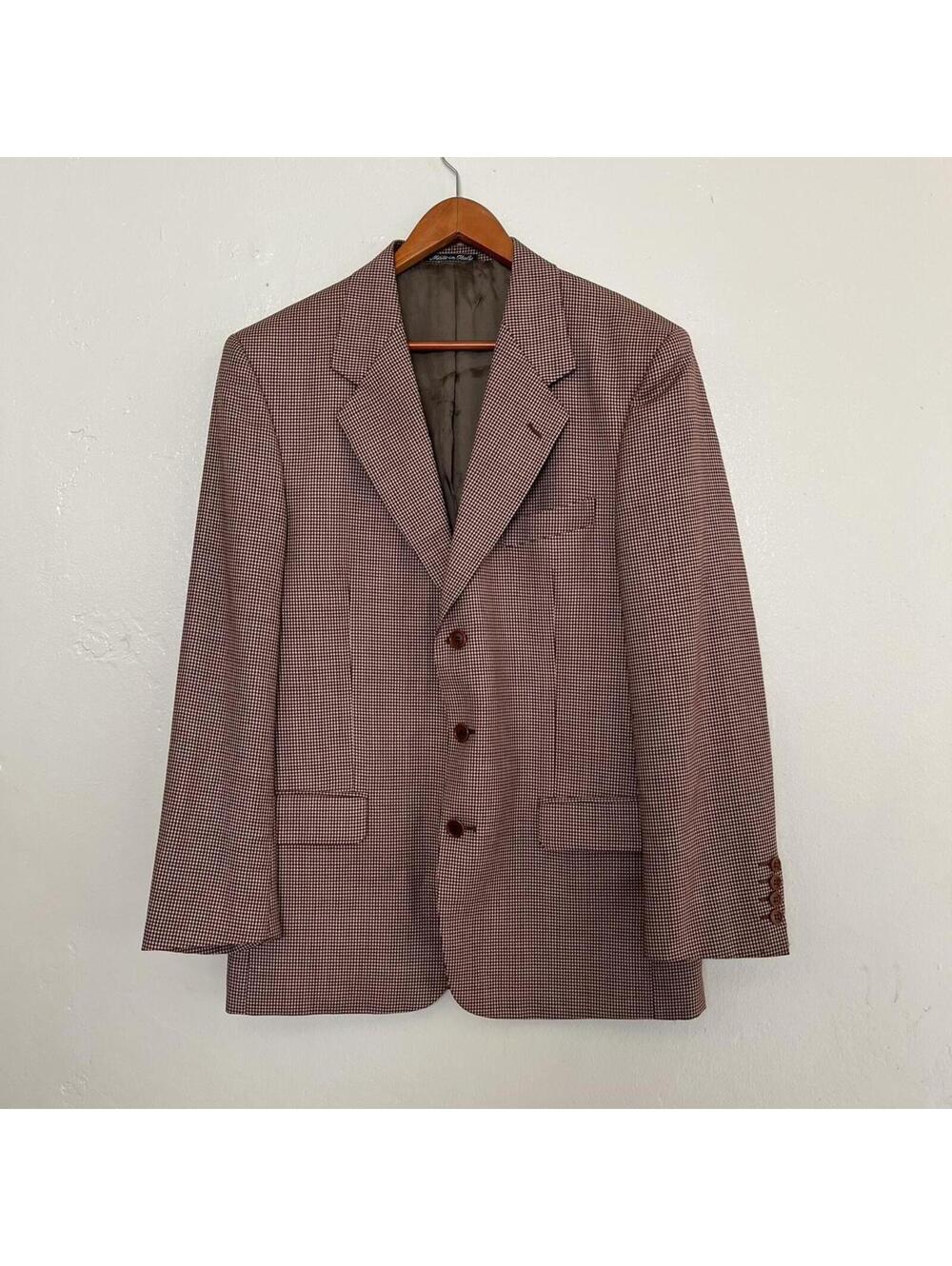 7-Valentino maroon and cream houndstooth wool blazer #houndstooth Made in Italy